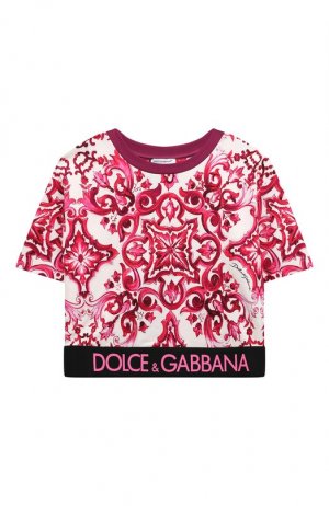 Хлопковая футболка Dolce & Gabbana. Цвет: розовый