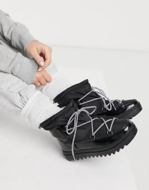 Черные короткие снежные ботинки -Черный цвет Glamorous