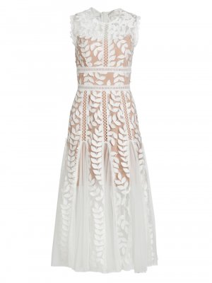 Свадебное гипюровое кружевное платье-миди Saba, белый Bronx and Banco