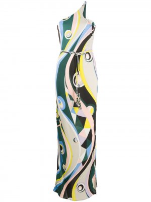 Платье макси с абстрактным принтом Emilio Pucci. Цвет: зеленый