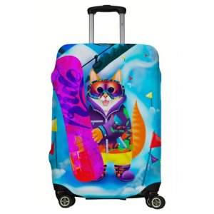 Чехол для чемодана , размер L, голубой, оранжевый LeJoy. Цвет: голубой/оранжевый/фиолетовый