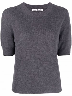 Short-sleeved ribbed-knit top Acne Studios. Цвет: серый