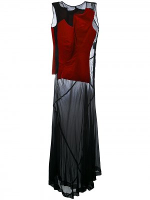 Длинное платье с бархатной панелью Comme Des Garçons Pre-Owned. Цвет: черный