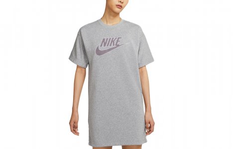 Женское платье с короткими рукавами , серый Nike