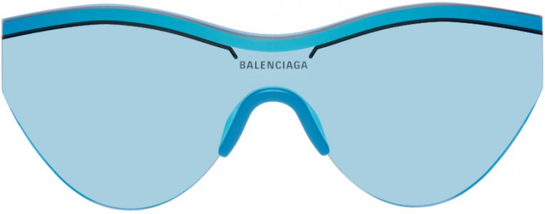 Синие солнцезащитные очки с щитком Balenciaga