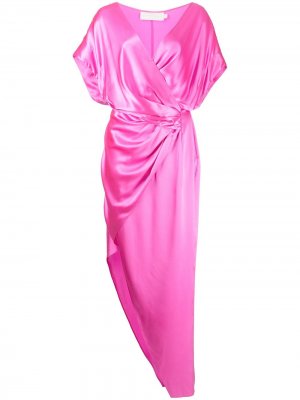 Шелковое платье с запахом Michelle Mason. Цвет: розовый