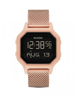 Часы Siren Milanese с черным сетчатым браслетом, 36 мм , цвет Pink Nixon