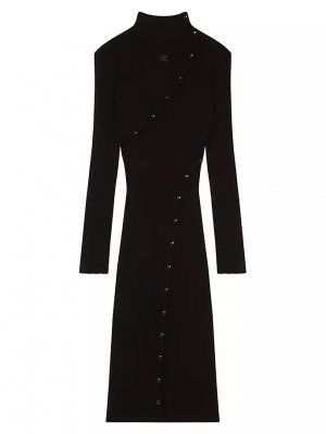 Мультистильное платье макси рельефной вязки с длинными рукавами , черный Courreges