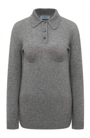 Кашемировый пуловер Prada. Цвет: серый