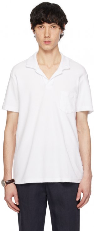 Белая футболка-поло с открытым воротником Orlebar Brown