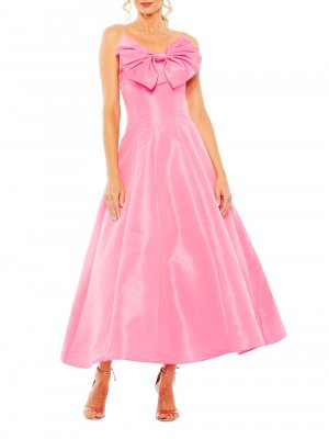 Коктейльное бальное платье без бретелек с бантом , розовый Mac Duggal