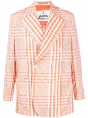Двубортный пиджак в клетку Vivienne Westwood. Цвет: оранжевый