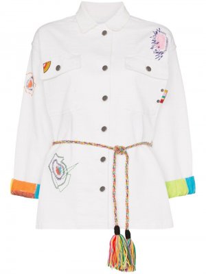 Джинсовая куртка с вышивкой Mira Mikati. Цвет: белый