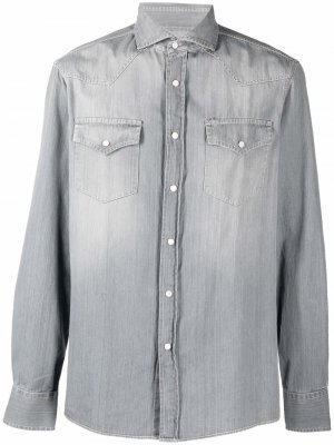 Джинсовая рубашка с эффектом потертости Brunello Cucinelli. Цвет: серый