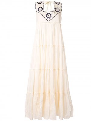 Длинное платье с вышивкой Innika Choo. Цвет: белый