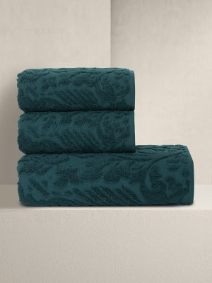 Комплект махровых полотенец karna matilda 50x90*2-70x140*1. Цвет: темно-зеленый