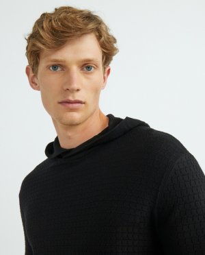 Мужской пуловер в стиле худи , черный Emporio Armani. Цвет: черный