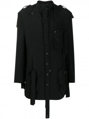Пальто с ремешками Yohji Yamamoto. Цвет: черный