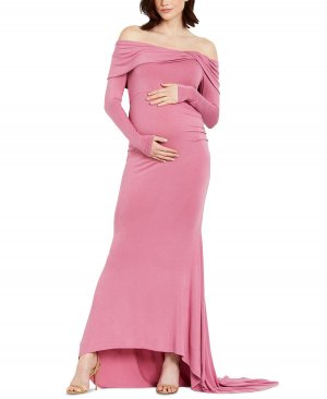 Платье для фотосессии беременных с открытыми плечами Motherhood Maternity, розовый