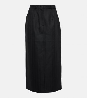 Шерстяная юбка-карандаш в тонкую полоску , черный Co