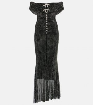Украшенное платье миди с эффектом металлик , черный Self-Portrait