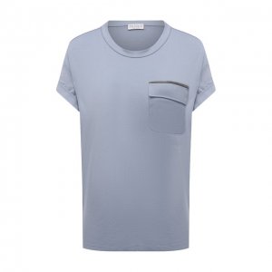 Хлопковая футболка Brunello Cucinelli. Цвет: голубой