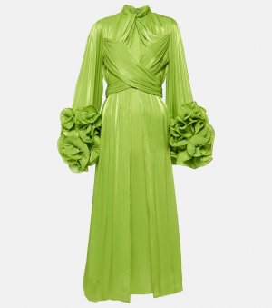 Драпированное платье миди с оборками , зеленый Costarellos