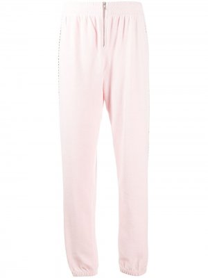 Велюровые джоггеры с кристаллами Swarovski Juicy Couture. Цвет: розовый