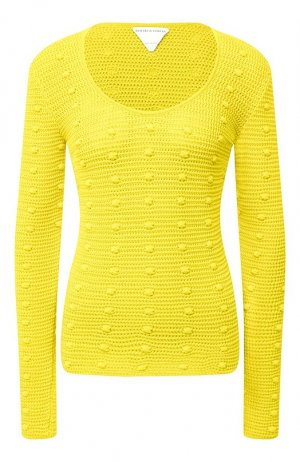 Хлопковый пуловер Bottega Veneta. Цвет: жёлтый