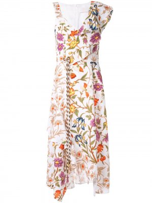 Платье асимметричного кроя с цветочным принтом Peter Pilotto. Цвет: белый
