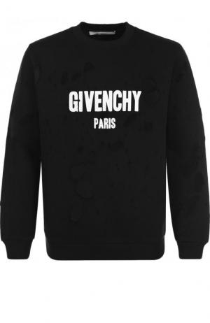 Хлопковый свитшот с прозрачными вставками Givenchy. Цвет: черный