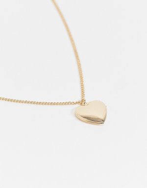 Золотистое ожерелье с медальоном в форме сердца -Золотистый Pieces