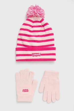 Детская шапка и перчатки Levi's., розовый Levi's