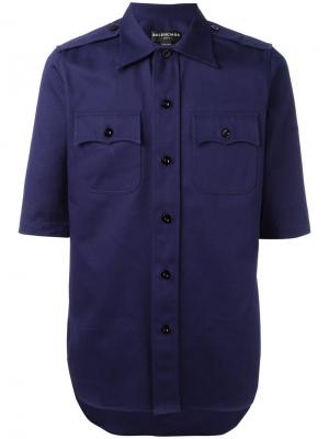 Рубашка с короткими рукавами Balenciaga. Цвет: синий