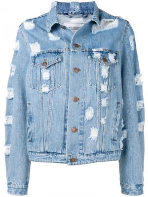 Джинсовая куртка с эффектом потертости Forte Dei Marmi Couture. Цвет: синий