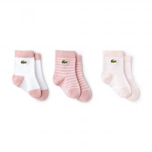 Носки Детские 3 пары Lacoste. Цвет: белый, розовый
