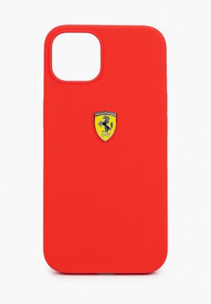 Чехол для iPhone Ferrari 13 Liquid silicone with metal logo Hard Red. Цвет: красный