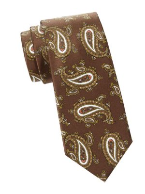 Шелковый галстук с пейсли , цвет Brown Multi Brioni