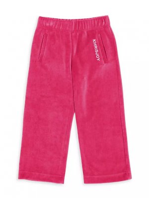 Велюровые спортивные брюки с логотипом для маленьких девочек и Khrisjoy, цвет vibrant pink KhrisJoy