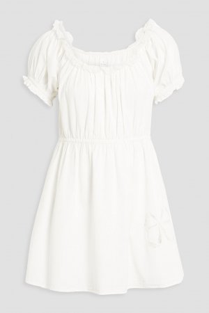 Платье мини Ava из хлопкового поплина с кружевной отделкой MORGAN LANE, белый Lane