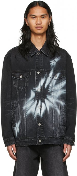 Черная джинсовая куртка с рисунком We11done
