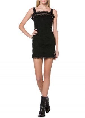 Джинсовое мини-платье с вышивкой , черный Alberta Ferretti