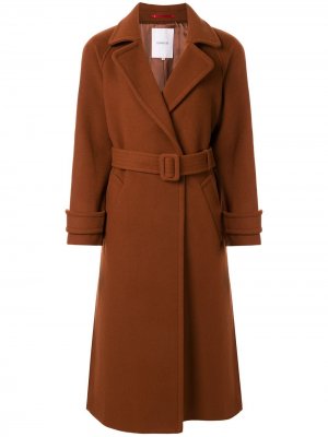 Однобортное пальто с поясом Loveless. Цвет: коричневый