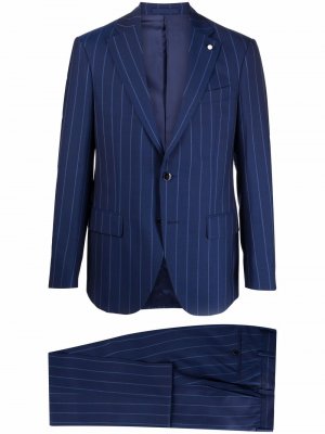 Two-piece pinstripe tailored suit LUIGI BIANCHI MANTOVA. Цвет: синий