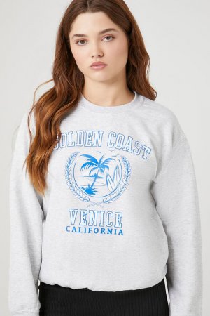 Флисовый пуловер Golden Coast с графическим рисунком , серый Forever 21