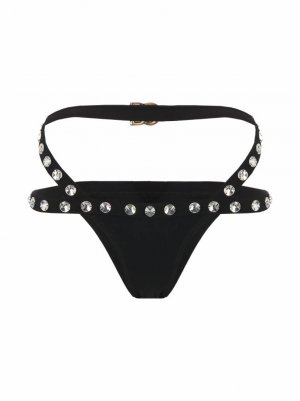 Плавки-бикини с кристаллами Dolce&Gabbana (D&G). Цвет: черный