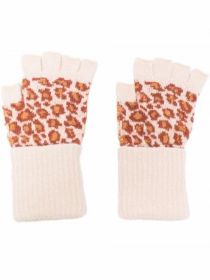 Перчатки-митенки с леопардовым принтом PAUL SMITH. Цвет: нейтральные цвета