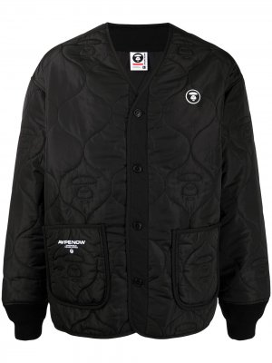 Стеганая куртка с графичным принтом AAPE BY *A BATHING APE®. Цвет: черный