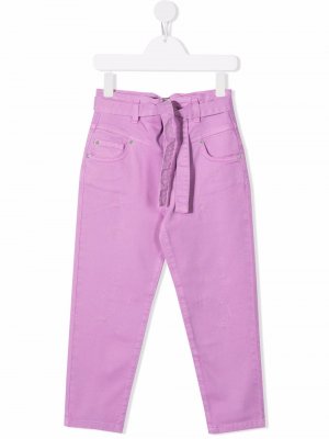 Зауженные джинсы с поясом Pinko Kids. Цвет: розовый