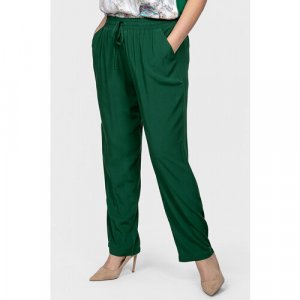 Брюки  летние, прямой силуэт, повседневный стиль, карманы, пояс на резинке, размер 56, зеленый SVESTA. Цвет: зеленый